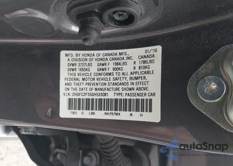 2016 Honda Civic Lx из США, поврежденный, VIN 2HGFC2F55GH533081